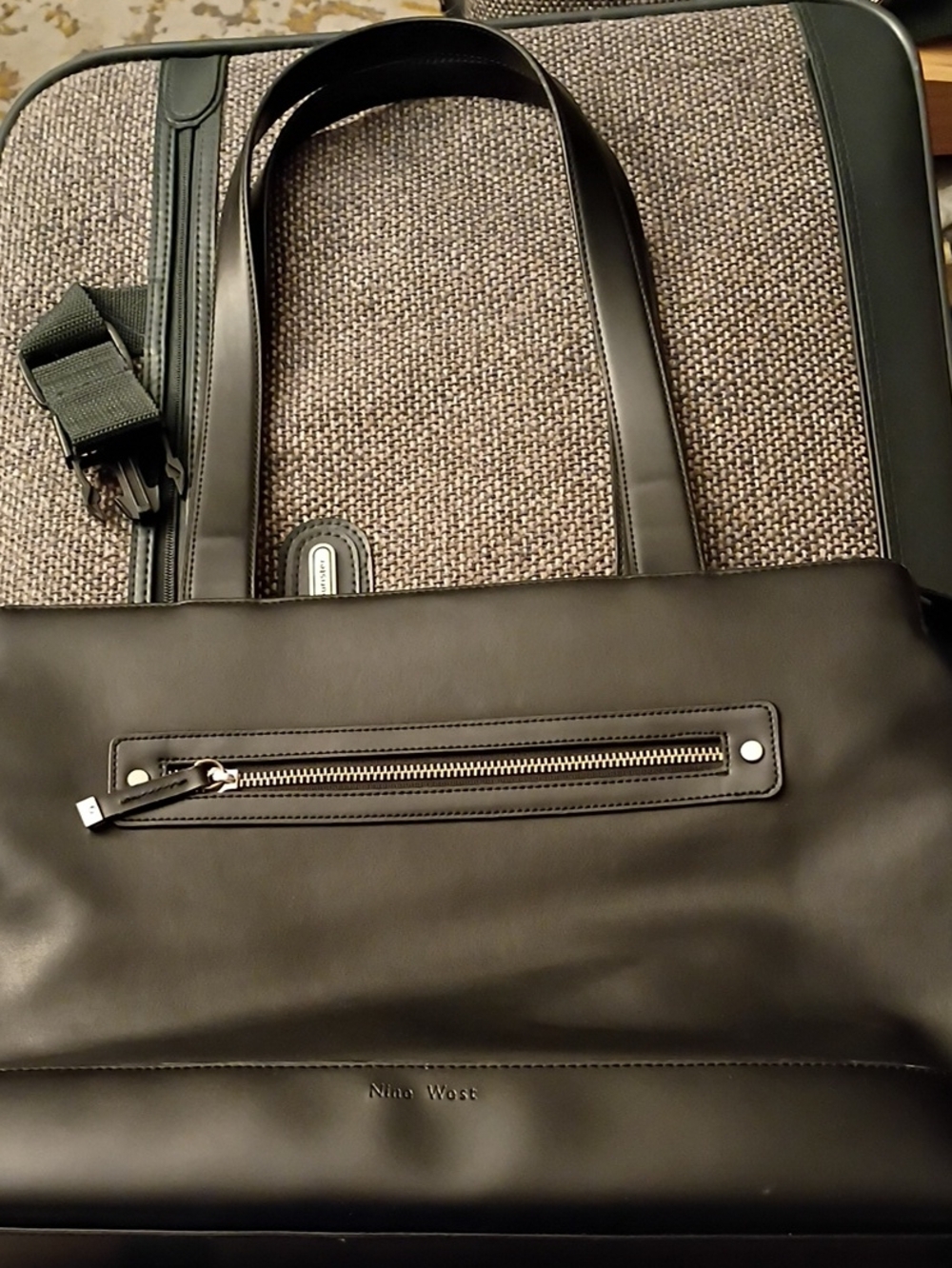 Nine West Black Laptop Tote with Front Zip Pocket
